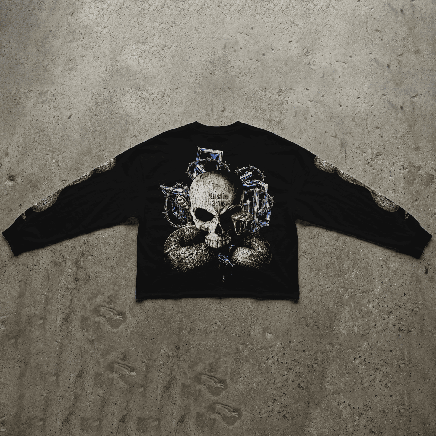 Playera Cropped Manga Larga Stone Cold Steve Austin Rebels