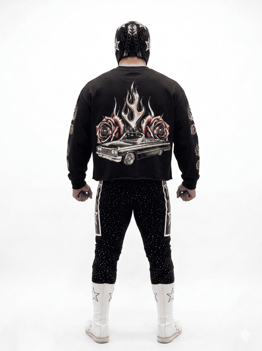 Playera Cropped Manga Larga Eddie Guerrero Rebels